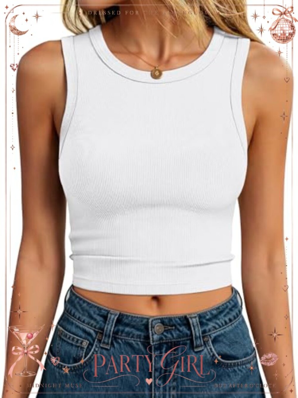 Sleeveless Crop Tank Top High Neck Ribbed Knit Slim Fit Summer Workout Tee